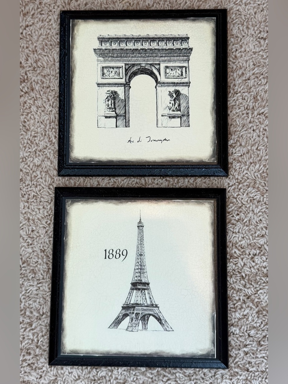 Paris Landmark Wall Art Set in Black and Cream